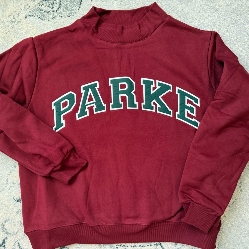 PARKE Varsity Mockneck in Maroon/Forest L/XL